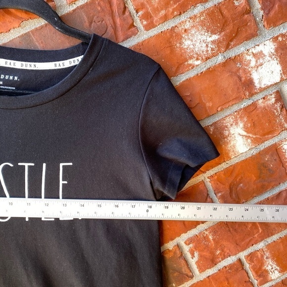 Rae Dunn Womens Medium Black Hustle Graphic Short Sleeve Tshirt - Picture 5 of 7